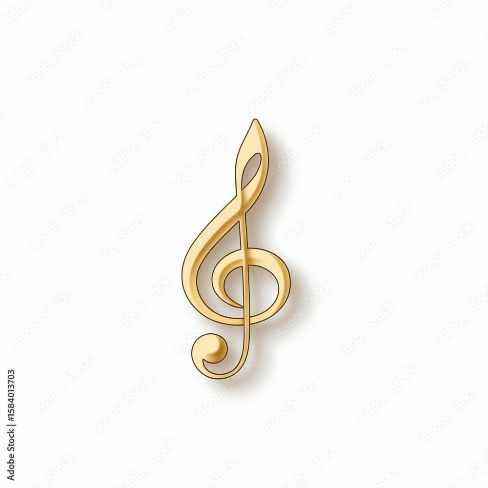 Obraz premium Elegant Gold Music Note Icon on White Background for Artistic Creations