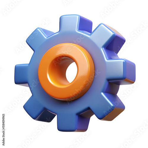 3d gear icon isolated on transparent background