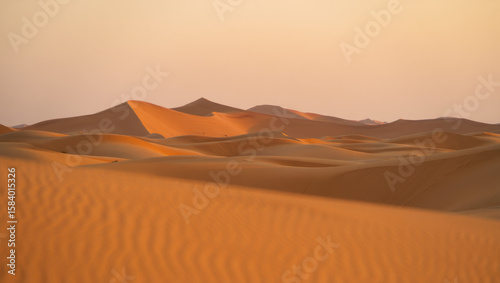 Fototapeta Naklejka Na Ścianę i Meble -  Desert Dunes at Sunrise – Minimalist Landscape

