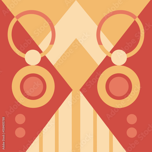 Abstract geometric pattern with circular elements in warm colors  