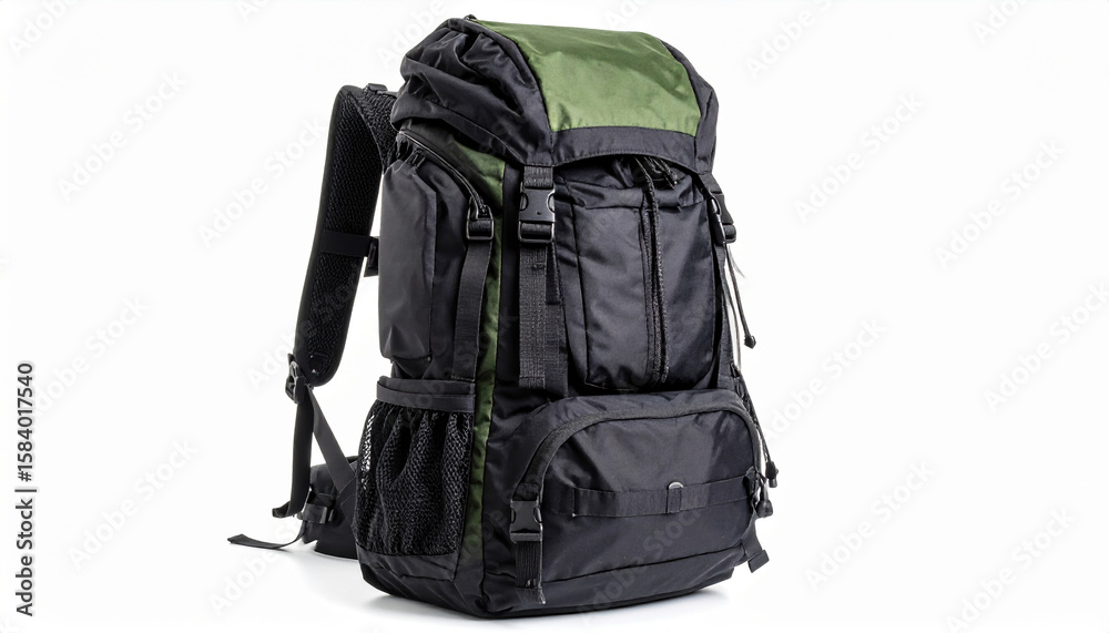 Stylish and functional backpack designed for outdoor adventures, featuring multiple compartments, adjustable straps, and sleek black and green color scheme. Perfect for hiking or daily use Stylish and functional backpack designed for outdoor adventures, featuring multiple compartments, adjustable straps, and sleek black and green color scheme. Perfect for hiking or daily use