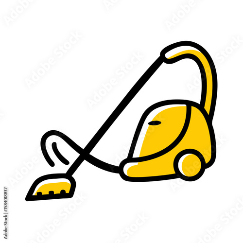 Stylized yellow vacuum cleaner icon on a black background for cleaning services