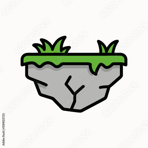 Floating Stone Platform Icon for Game UI