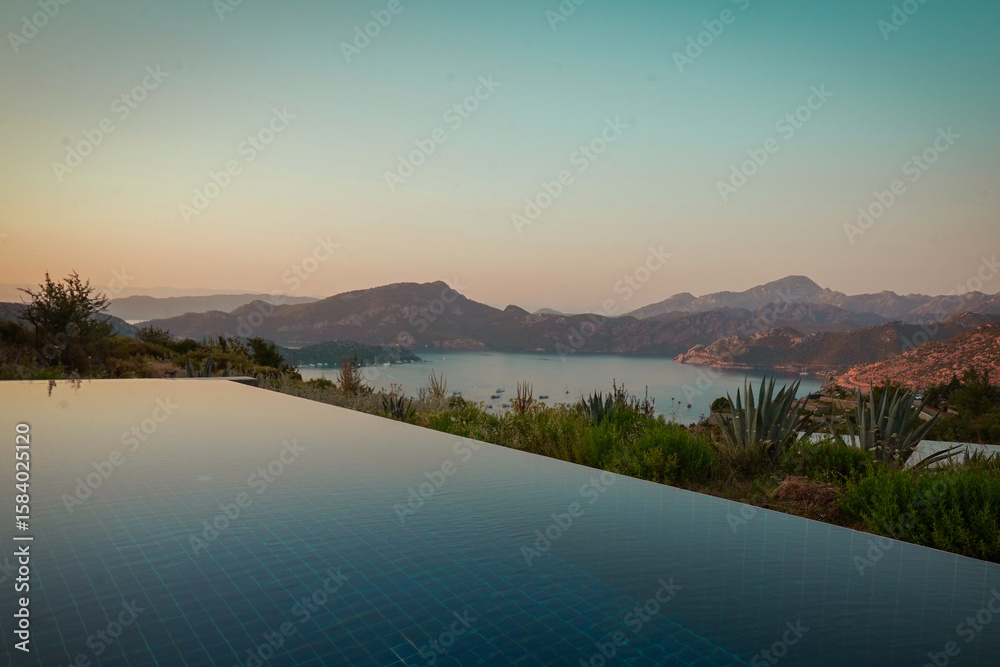 Fototapeta premium Infinity pool in Marmaris Selimiye village 