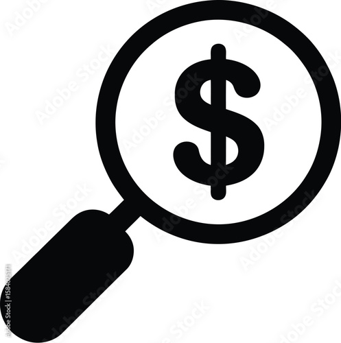 Find money with a magnifying glass, a symbol of financial search and investment analysis.