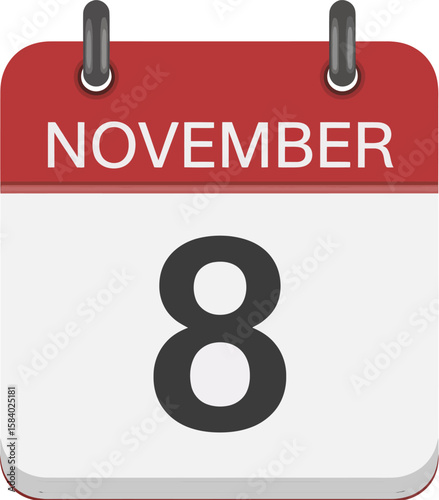 A calendar displays November eighth, perfect for reminders, events, and scheduling needs.