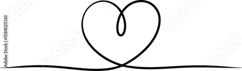 Elegant heart shape created with a single continuous line, a symbol of love and connection.