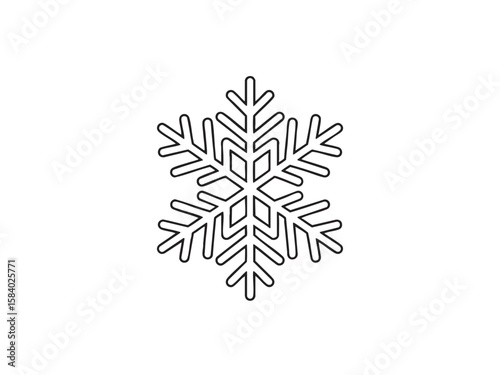 A simple outline illustration of a snowflake. The design is ideal for winter or Christmas-themed projects