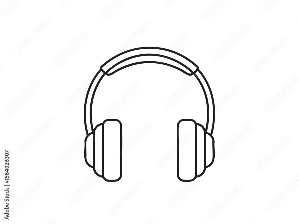 Line art headphones icon. Simple, minimalist design. Perfect for music, podcast, audio, or technology websites and apps Line art headphones icon. Simple, minimalist design. Perfect for music, podcast, audio, or technology websites and apps