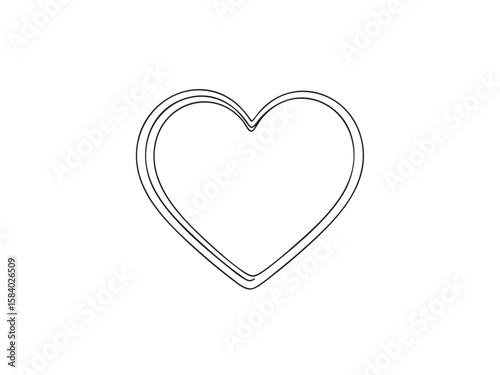 Minimalist black outline heart on a white background. This clean graphic symbol represents love, romance, and well-being