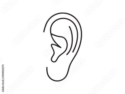 Minimalist line art illustration of a human ear