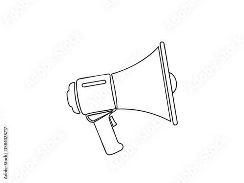Outline illustration of a megaphone, representing announcement or promotion