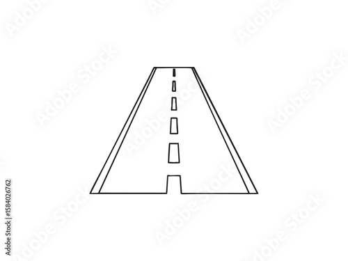 Road outline vector illustration on a white background. Highway or freeway concept. Transportation and travel illustration