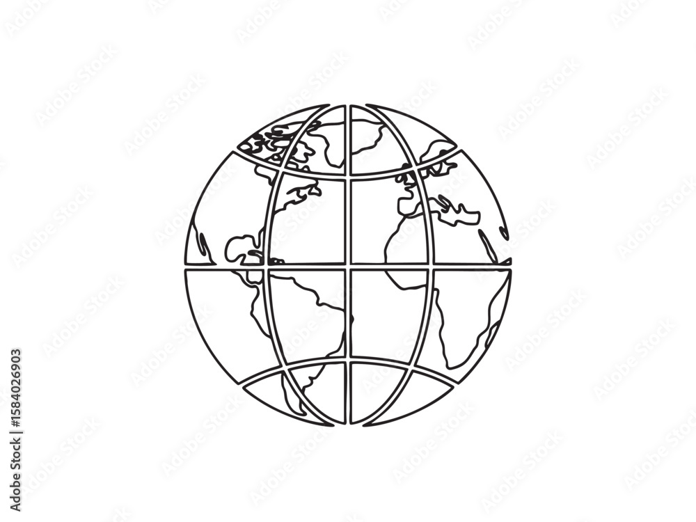 Fototapeta premium Simple line art globe illustration