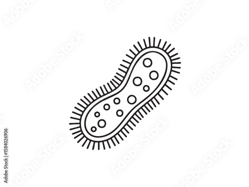 Simple line art icon of a bacterium or microorganism, isolated on white