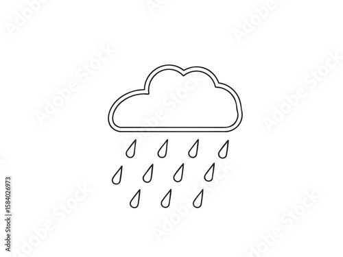 Simple line art illustration of a rain cloud. Perfect for weather apps, children's books, or educational materials. Clean and minimalist design