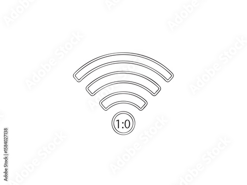 Simple WiFi signal icon with 1:0 timer. Perfect for app design, websites, or presentations needing a clean, minimalist style