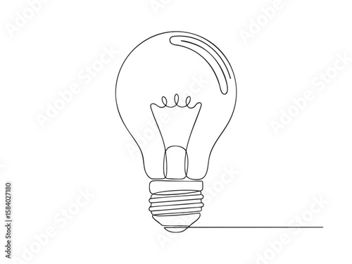 Single-line lightbulb drawing. Minimalist design, perfect for innovation, creativity, and idea concepts. Use for websites, presentations, or branding
