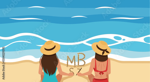 Celebrating national girlfriend day Serene beach getaway with the waves, sand, and endless horizon, Whisk-Image_4jf64w_via_RJ_Whisk_Auto.ai