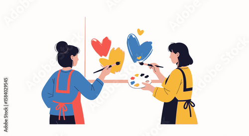 Celebrating national girlfriend day with heartfelt art and creative expressions on a canvas, showcasing colorful affection.