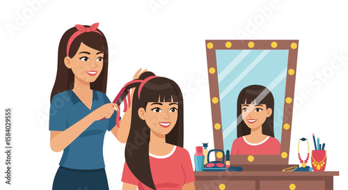 Celebrating national girlfriend day A hairdresser styles hair in preparation for a special occasion. 