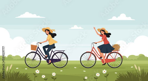 Celebrate National Girlfriend Day Enjoy a Scenic Bike Ride Together on a Whimsical Day of Fun and Adventure Outdoors