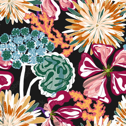 pattern seamless, nature motifs