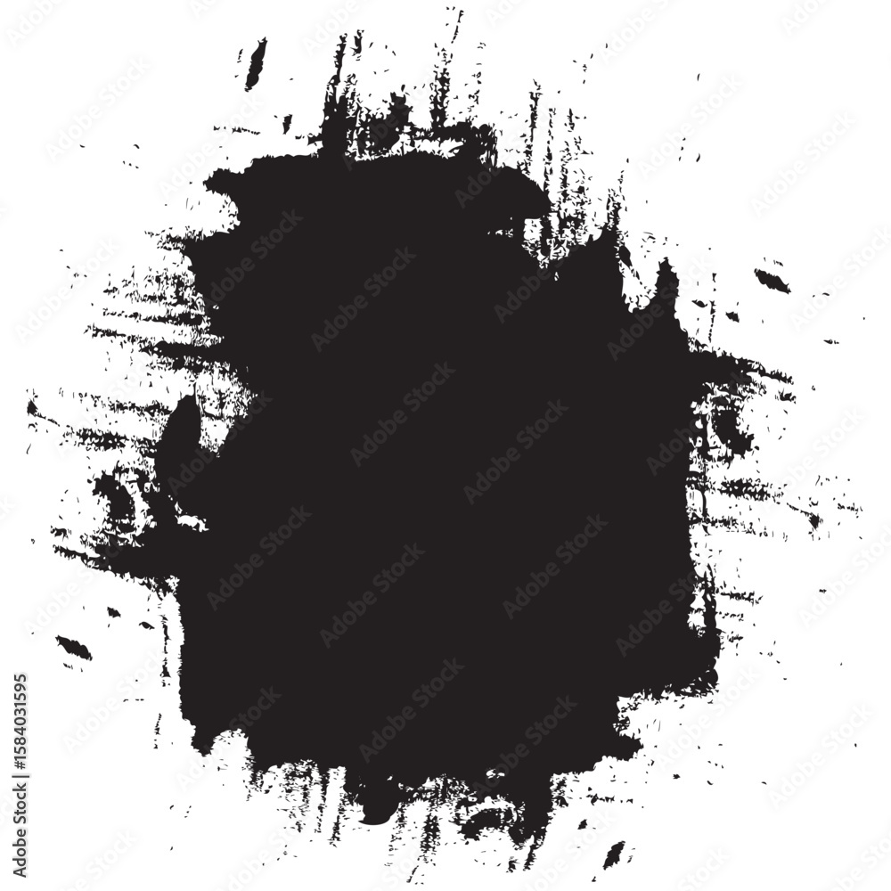 Fototapeta premium Grunge ink blot. Rough paint splash. Distressed brush texture. Vector grunge shape.