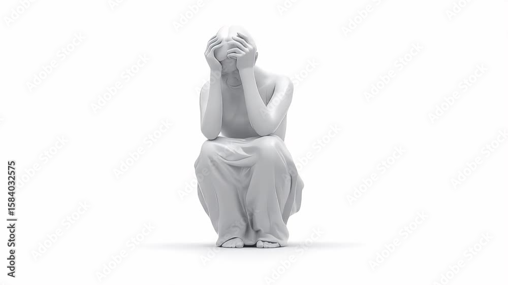 White Sculpture: Grief, Despair, and Solitude?A 3D Render of Emotional Distress White Sculpture: Grief, Despair, and Solitude?A 3D Render of Emotional Distress