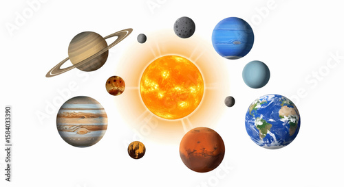 Exploring the Cosmos A Stellar Solar System Visualization with celestial planets