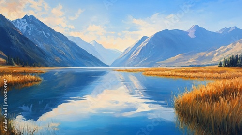 mountain lake reflection