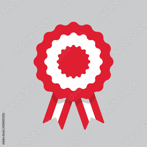 peruvian cockade, national symbol of peru in flag colors, Red and white rosette ribbon, vector design element