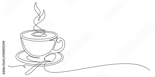 continuous line drawing of coffee cup illustration 1