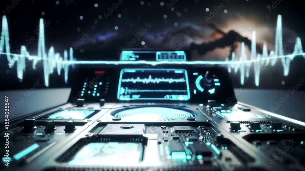 Futuristic Technology Interface Displaying Space Data With Sound Waves ...