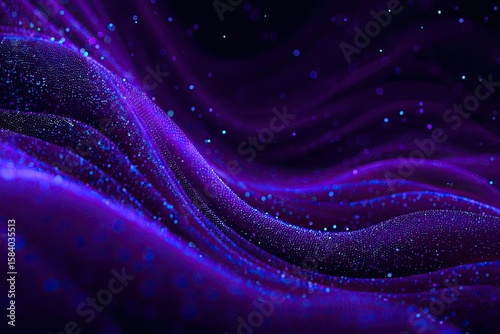 Abstract purple wavy fabric with glittery particles