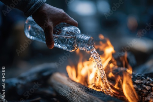 Wallpaper Mural Person pours water into campfire Torontodigital.ca