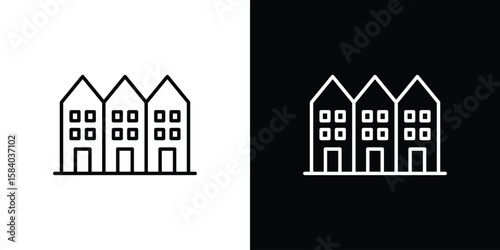 Obraz na plátne Terraced Houses icon Logo Template. lianer pictogram set.