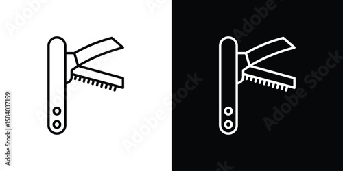 Swiss Knife icon Logo Template. lianer pictogram set.