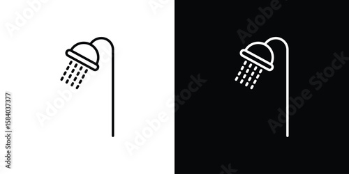 Shower Head icon Logo Template. lianer pictogram set.