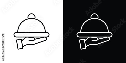 Restaurant Tray icon Logo Template. lianer pictogram set.