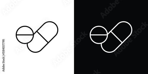 Pills icon Logo Template. lianer pictogram set.