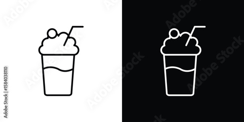 Milkshake icon Logo Template. lianer pictogram set.