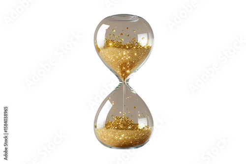 New style golden hourglass isolated on transparent background