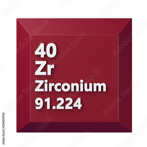 Zirconium 3D Periodic Table Icon