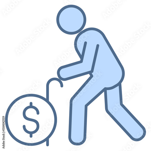 Elderly Blue Icon Element For Design