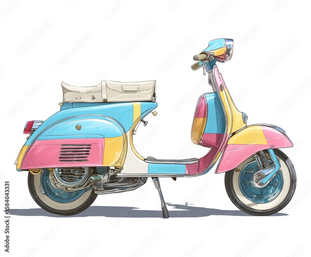 Obraz premium Vibrant, colorful scooter, side view