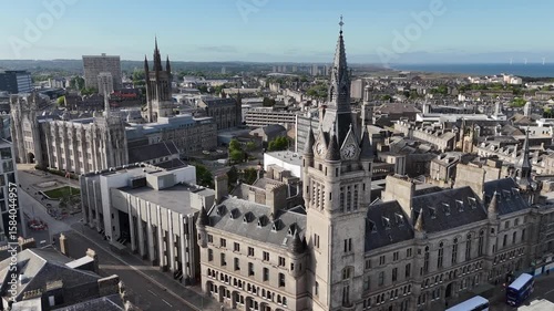 Drone shot of Aberdeen Town House, Scotland, United Kingdom