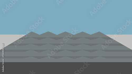 Cartoon Beach Made of Smooth Flat Grey Slate Shingles Vector