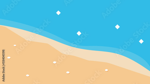 Cartoon Beach Where Sand is Coarse Made of Tiny Pebbles Vector