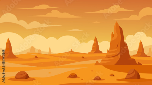Eerie Desert Landscape Dotted with Strange Wind Carved Rock Formations